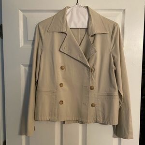 Khaki Double breasted jacket. Dress casual wear.
